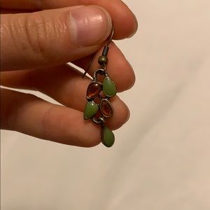 Dangly earrings (amethyst and green colors)